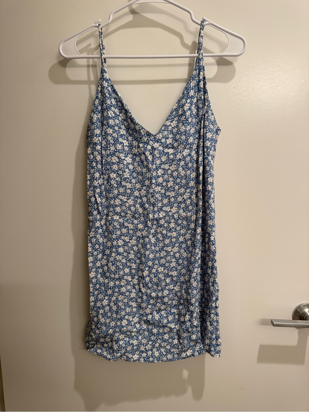 Reformation Blue Floral Slip Dress with Spaghetti Straps